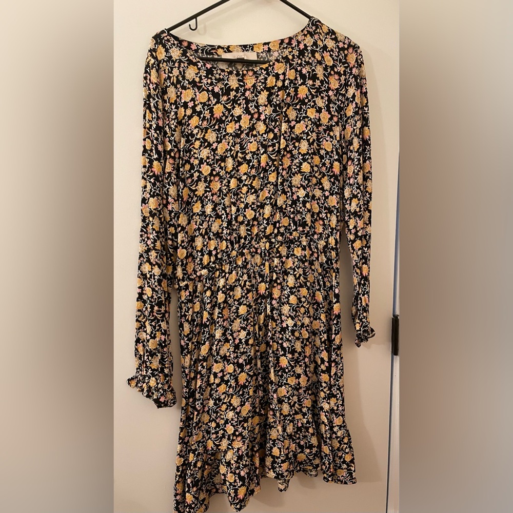 Floral Black and Yellow Women's Dress Maternity Friendly